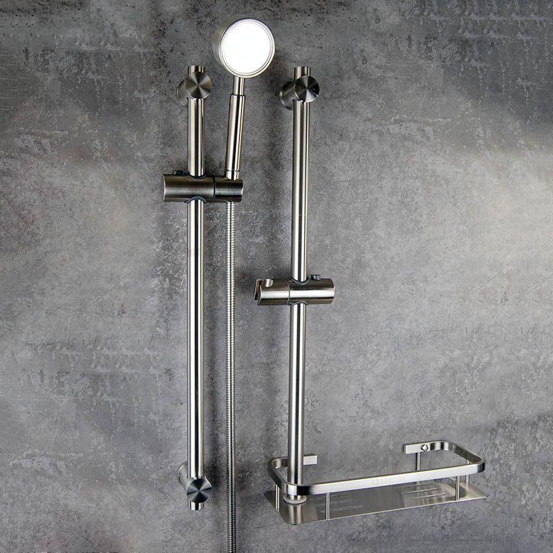 花洒升降支架打孔不锈钢淋浴喷头固定定座免钉花洒配件