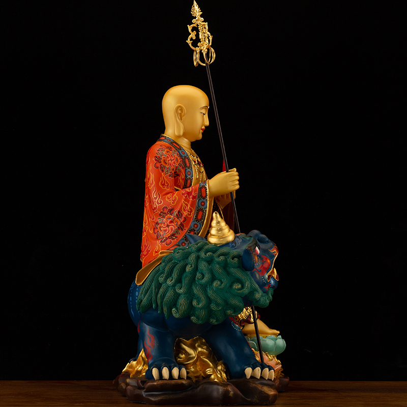 地藏谛听彩绘摆件坐像菩萨王菩萨纯铜贴金手工摆件