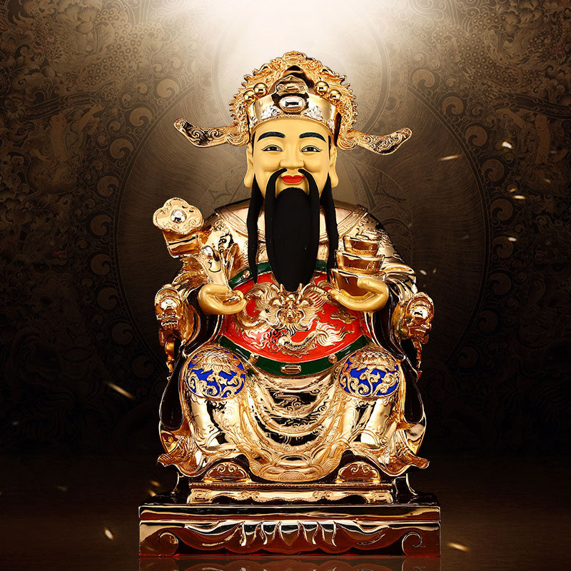 台湾盛凡铜财神像纯铜金文武财神财神爷佛像公司摆件