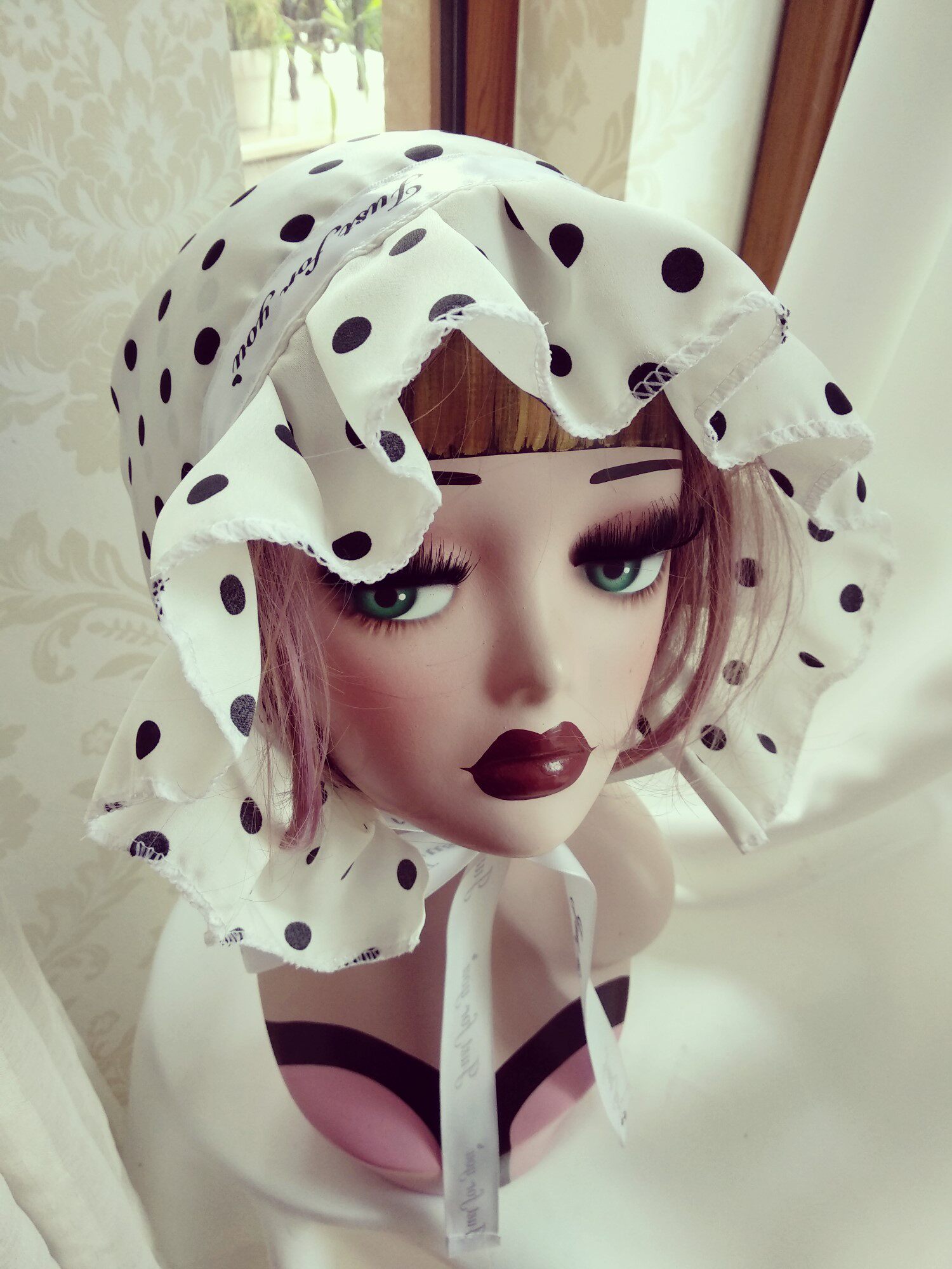 仿真丝波点bb帽 波奈特 洛丽塔少女帽 拍写真 摄影女帽遮阳帽