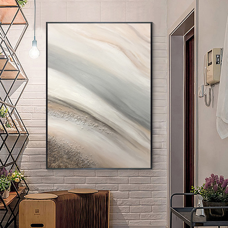 大芬村油画轻奢厚油挂画北欧现代简约客厅装饰画走廊油画