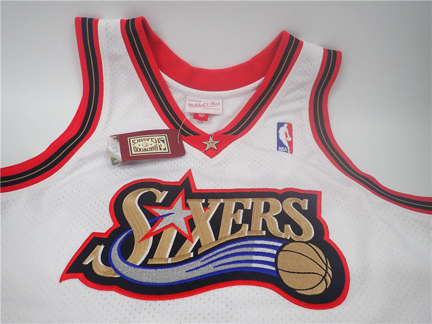 nba费城76人答案艾佛iverson亲笔签名复古球衣篮球服