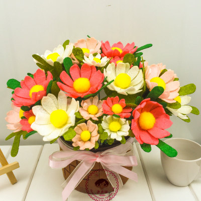 免裁剪不织布手工布艺diy材料包向日葵盆栽花束客厅装饰花包邮