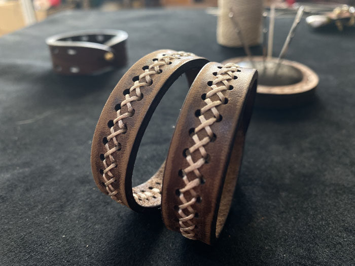 手链手环牛皮真皮男式女士编制缝线硬皮皮皮手链