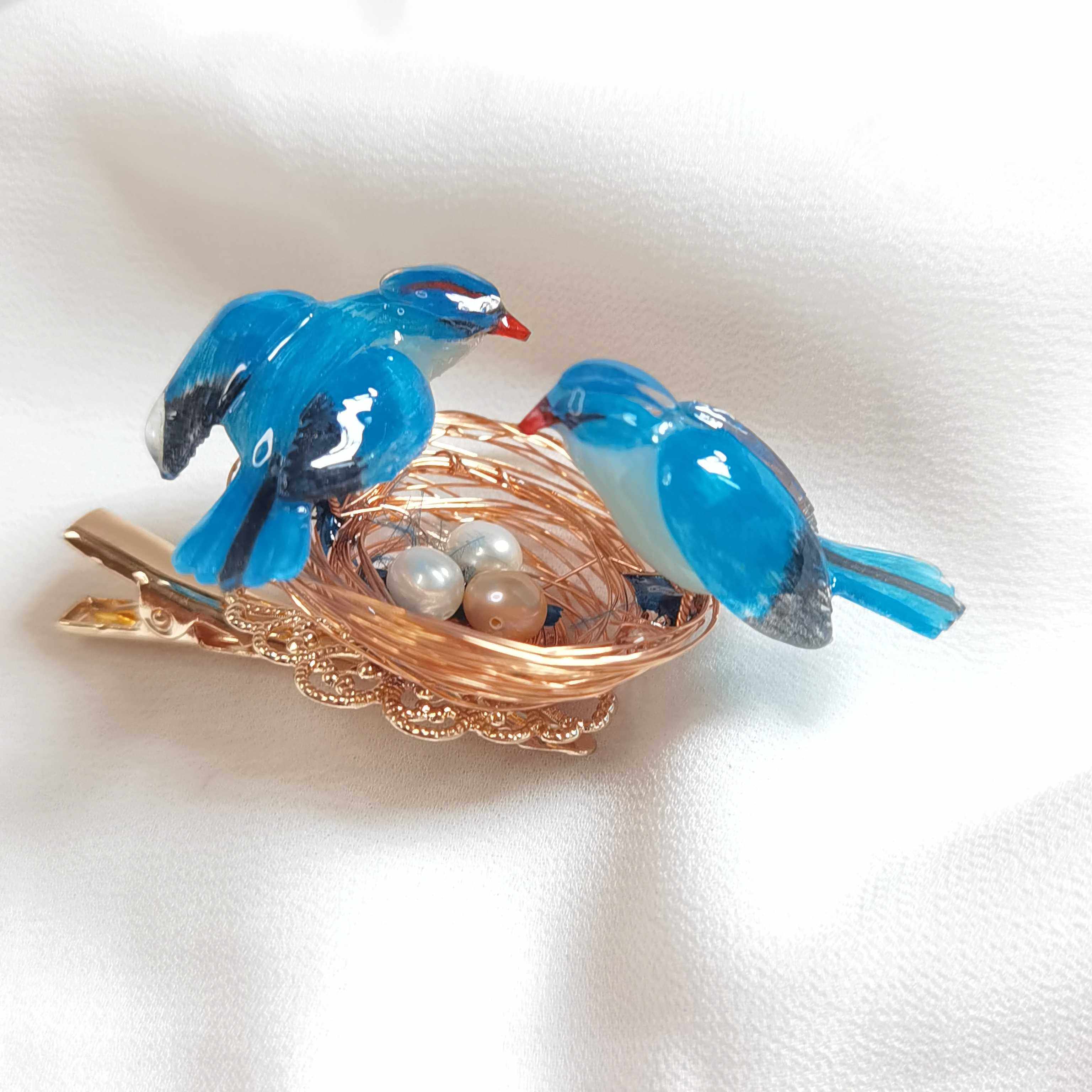 头饰懿坤翠鸟鸟巢发夹一只只热缩片发簪汉服发饰