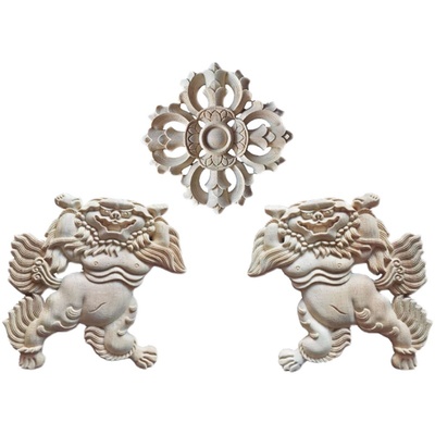 中式狮子龙头火球实木新中式装饰配件东阳佛像藏式镂空雕花木雕