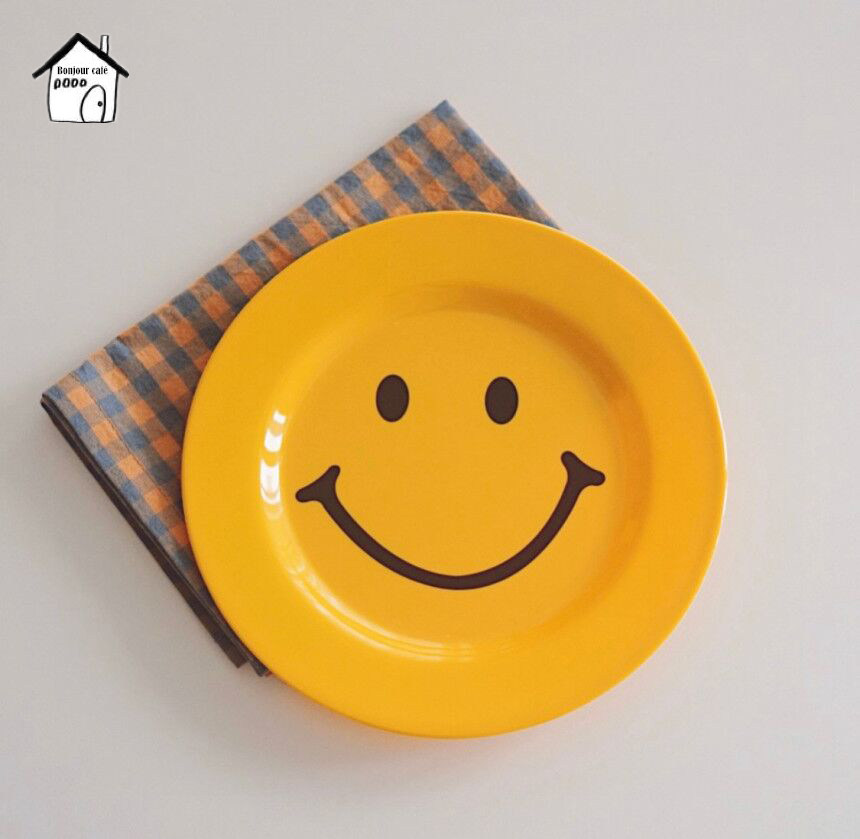 现货韩国ins笑脸西餐餐盘防摔耐热盘子早餐碟
