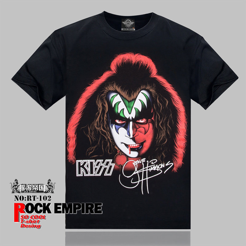 摇滚帝国摇滚乐队kiss短袖潮牌纯棉大码男装欧美重金属t恤