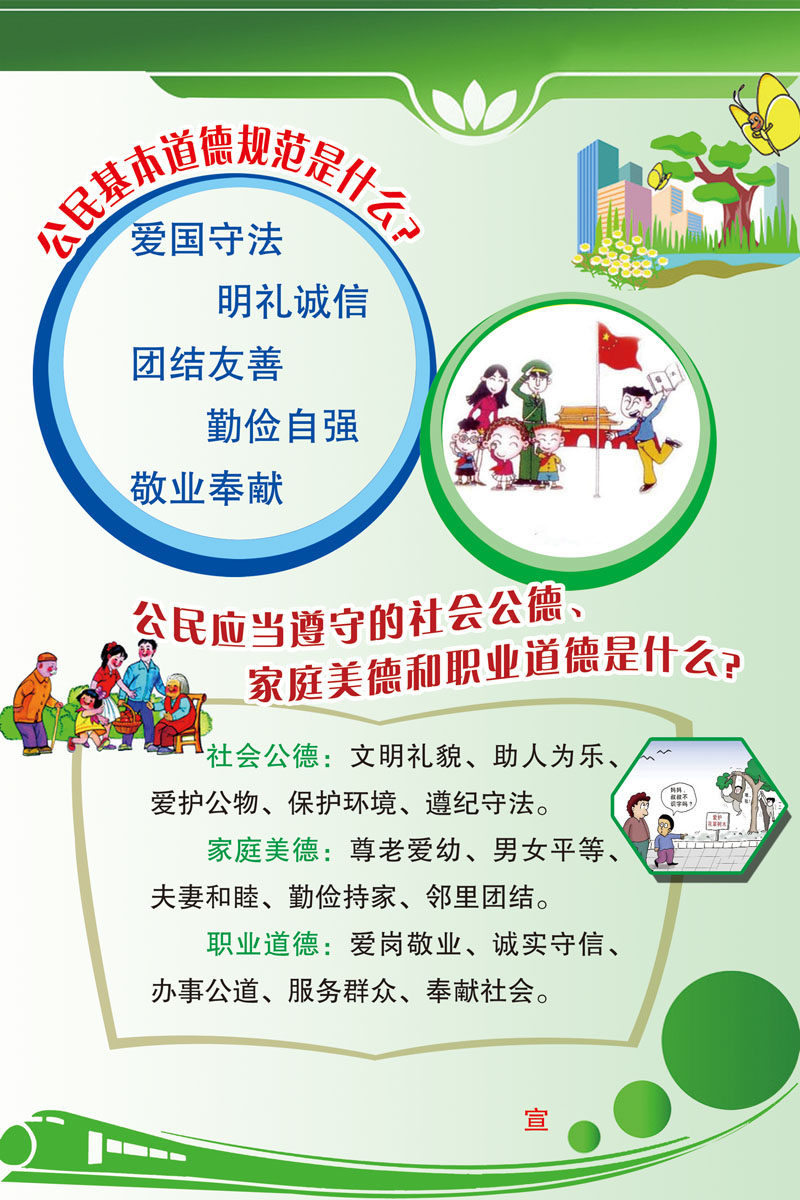 摆件海报印制展板素材贴纸图片公民基本道德摆件