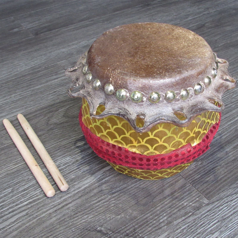 海浪乐器 狮鼓佛山5寸狮鼓儿童舞狮子道具8寸狮鼓牛皮鼓6寸醒狮鼓