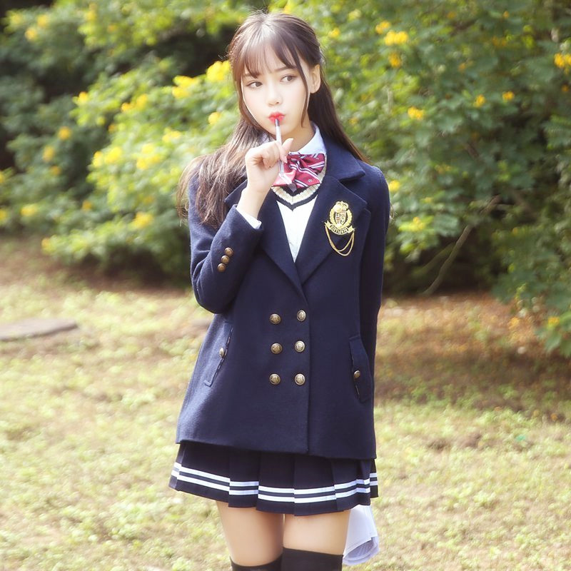 韩版新品春秋英伦风女中中高学生制服呢大衣日本学生校服