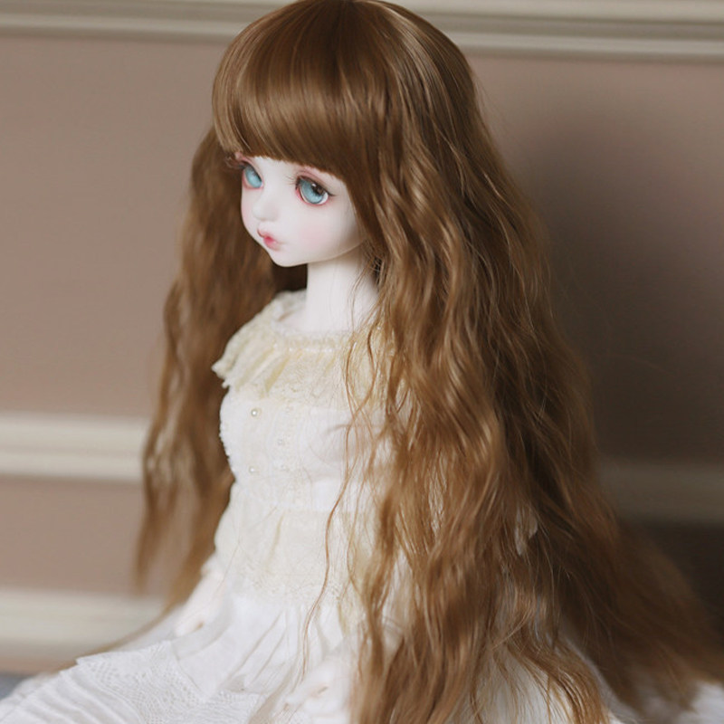 假发bjd娃娃6分深棕色卷发送头长发泡面面卷bjd娃娃