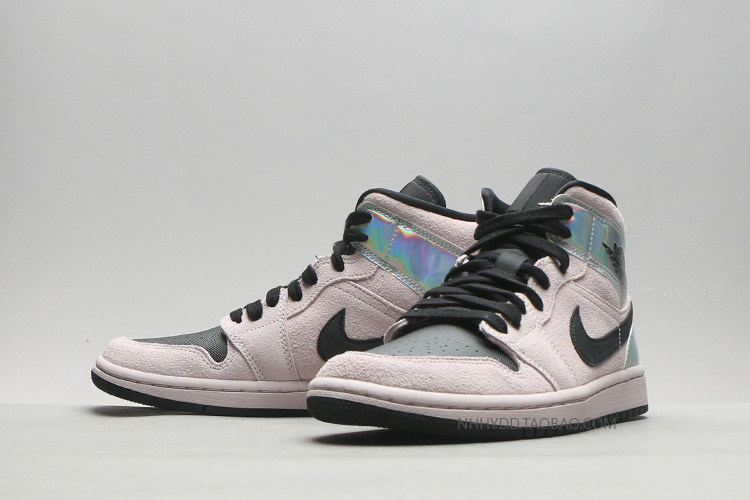 牛哄哄 nike air jordan 1 mid aj1脏粉镭射篮球鞋 bq6472-602