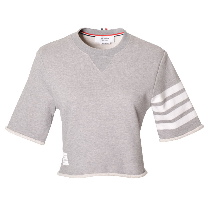 欧美潮牌tbthom夏季女装宽松条纹运动休闲纯棉t恤