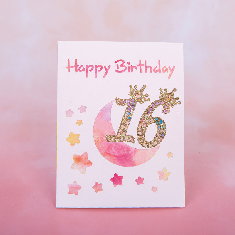 可爱儿童生日贺卡创意数字周岁party小卡卡片月亮贺卡