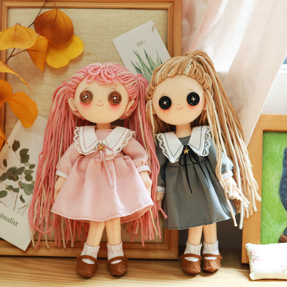 雪朴布艺可动关节纽扣玩偶娃娃缝纫成品材料缝纫diy材料套装