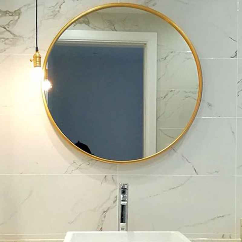 圆形浴室铝合金边框壁挂卫生间欧式带框装饰镜子浴室镜