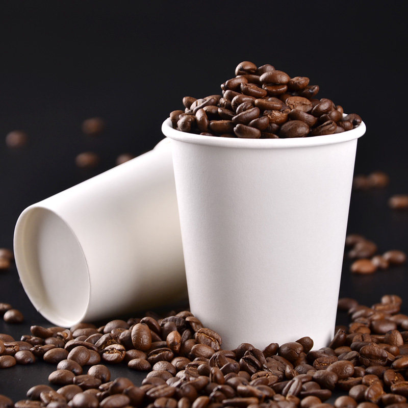 商吉白色纸杯一次性茶水水杯奶茶茶杯外带咖啡杯纸杯