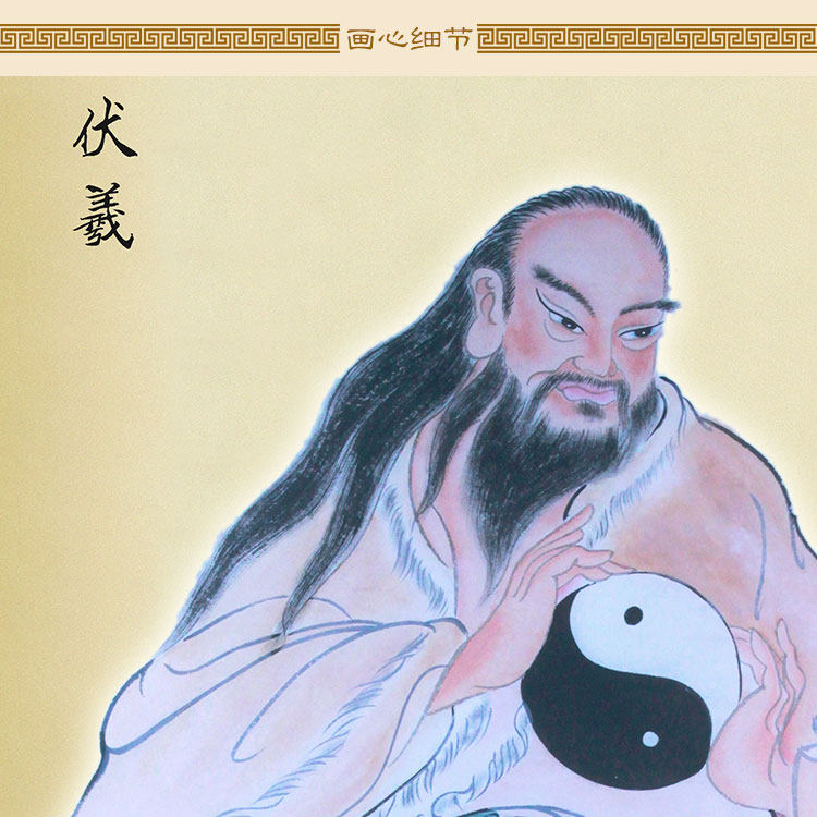 三皇五帝画像黄帝炎帝神农伏羲人物卷轴挂画丝绸国画