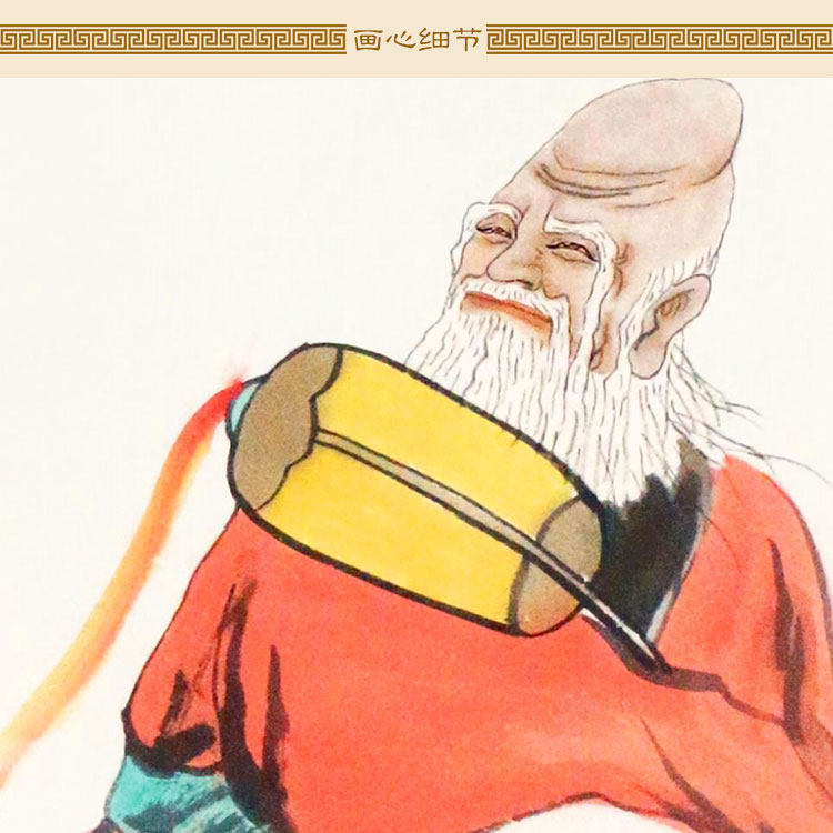 老子出关图画画像李耳青牛丝绸道教道家卷轴国画