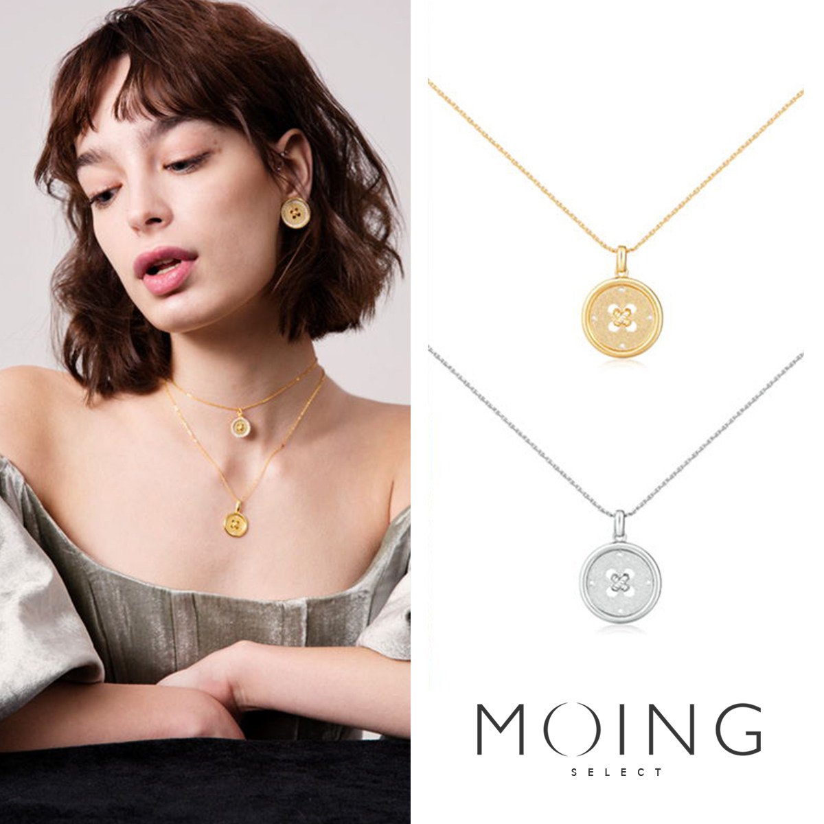 moing莫名oopsjewelry秦岚何洛洛alin同款纽扣情书男女项链