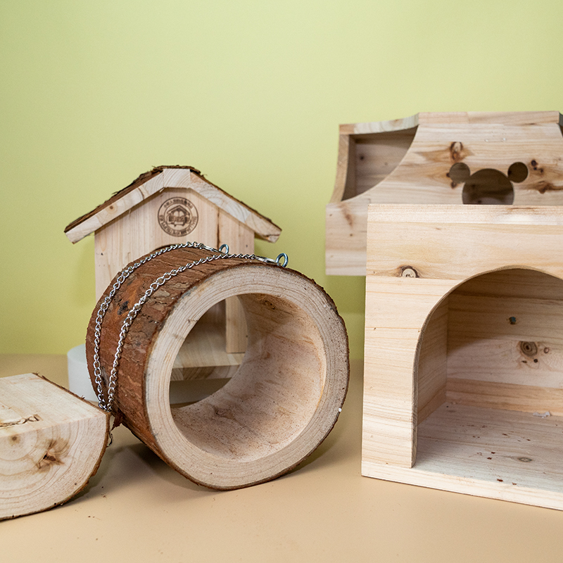 松鼠飞鼠花枝土拨鼠用品笼子玩具木窝木屋树洞玩具