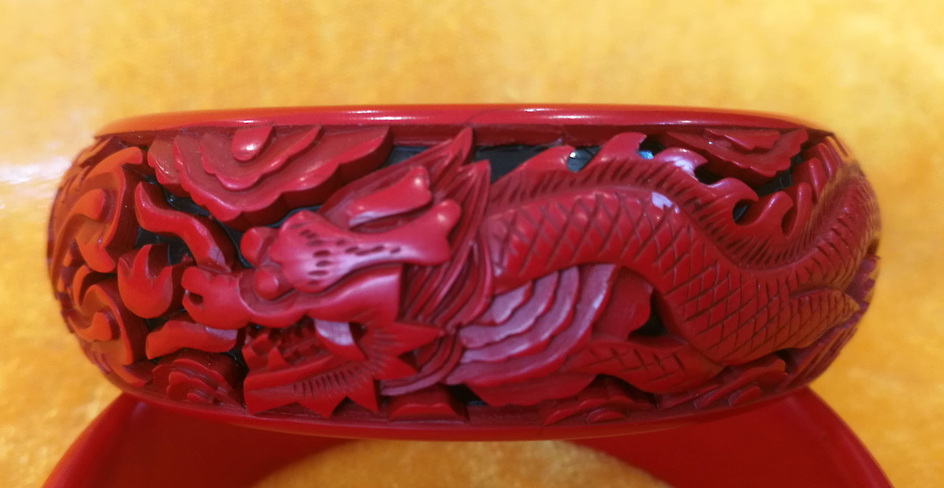 扬州漆器手工雕漆龙凤呈祥手镯漆器