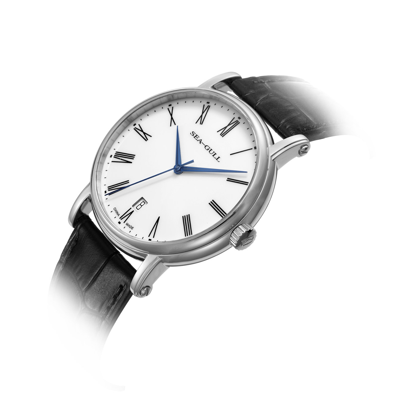 正品海鸥手表男士商务真皮简约超薄st18全自动国产腕表