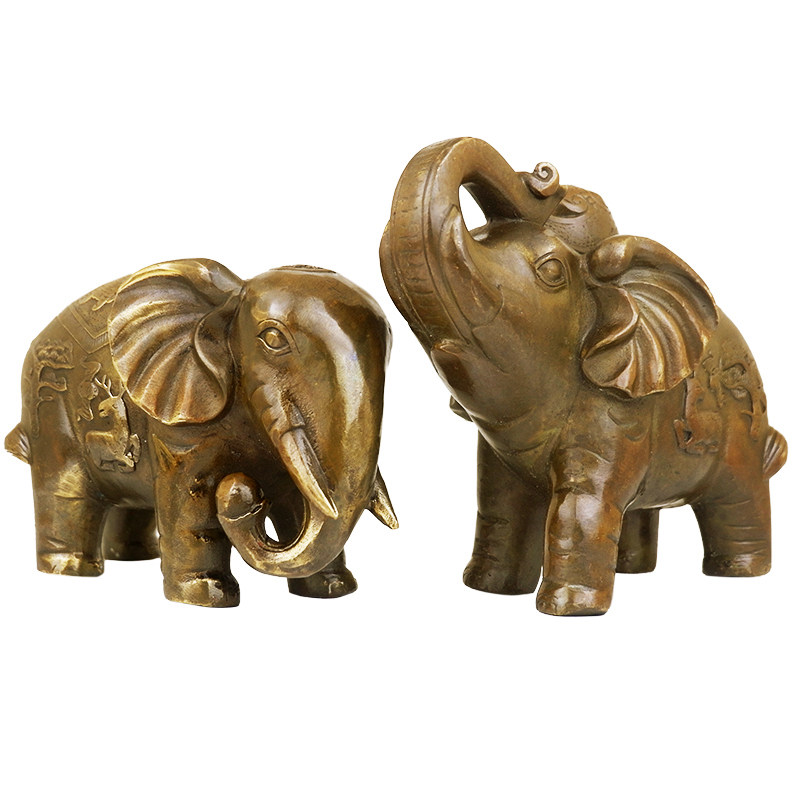 铜象摆件一对招财吸水象纯铜大象