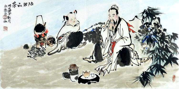 gg100茶圣人物画茶道斗方四尺三尺居士心海装饰画国画