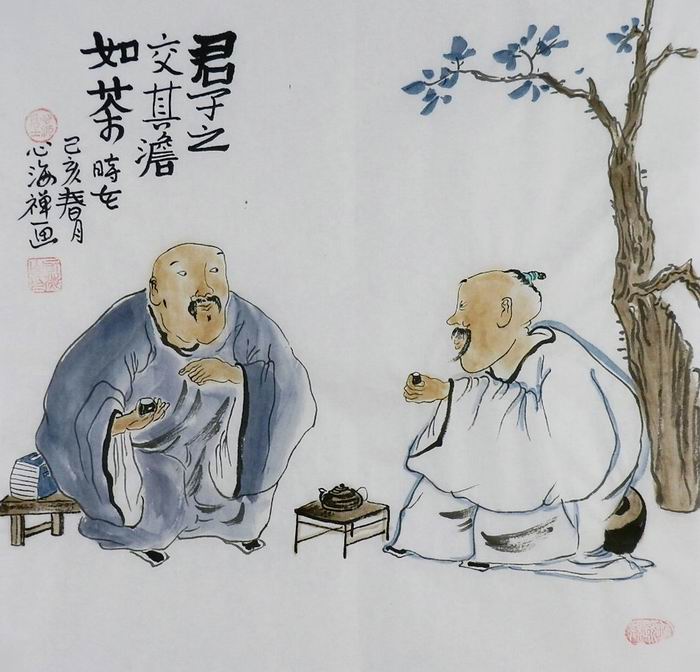手绘字画装饰画热销yf120152心海居士三尺斗方禅意国画茶道人物画