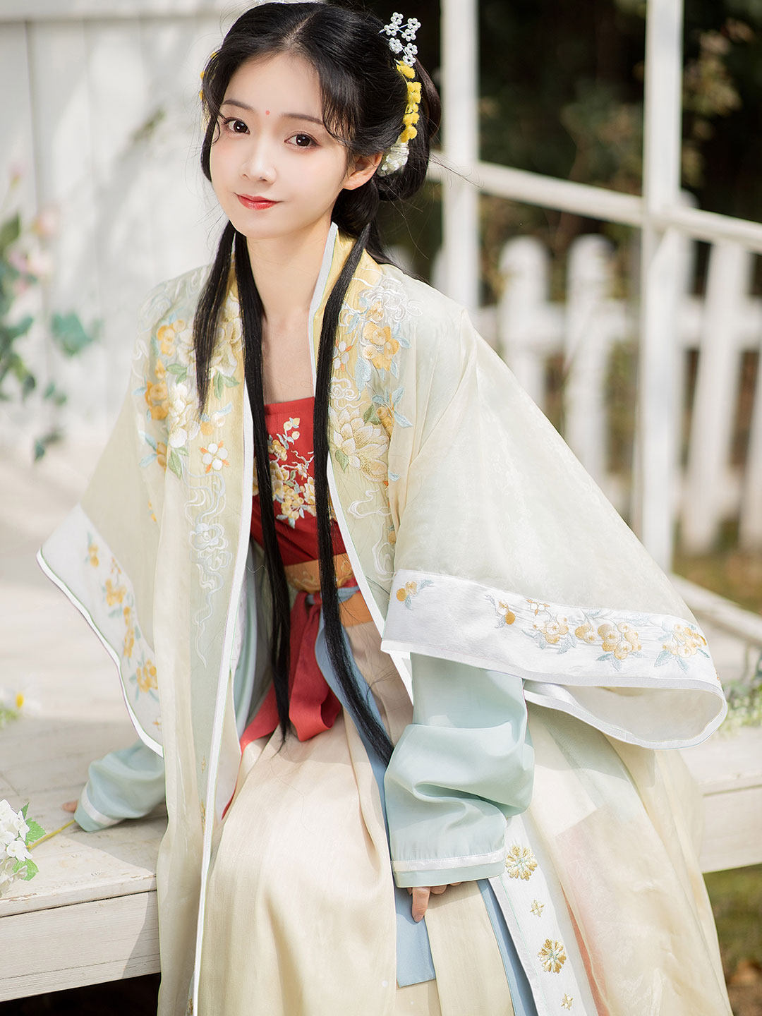 桃花下裙襦裙系带齐腰对襟全套吊带长衫花序汉服