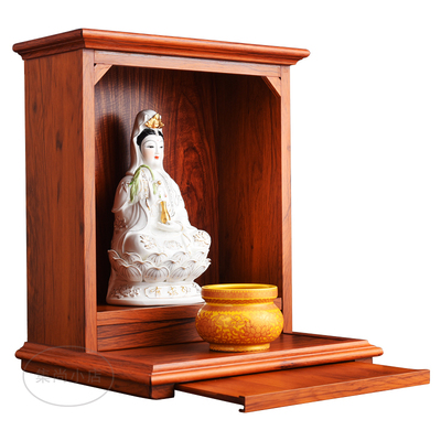家用佛龛壁挂式简约现代财神观音祖宗神龛挂墙实木新中式中式佛柜