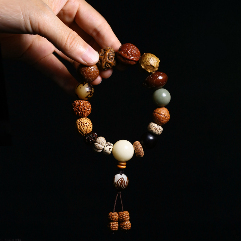 十八子菩提子手串男女天然配饰多宝原籽桃核莲花凤眼金刚文玩手链