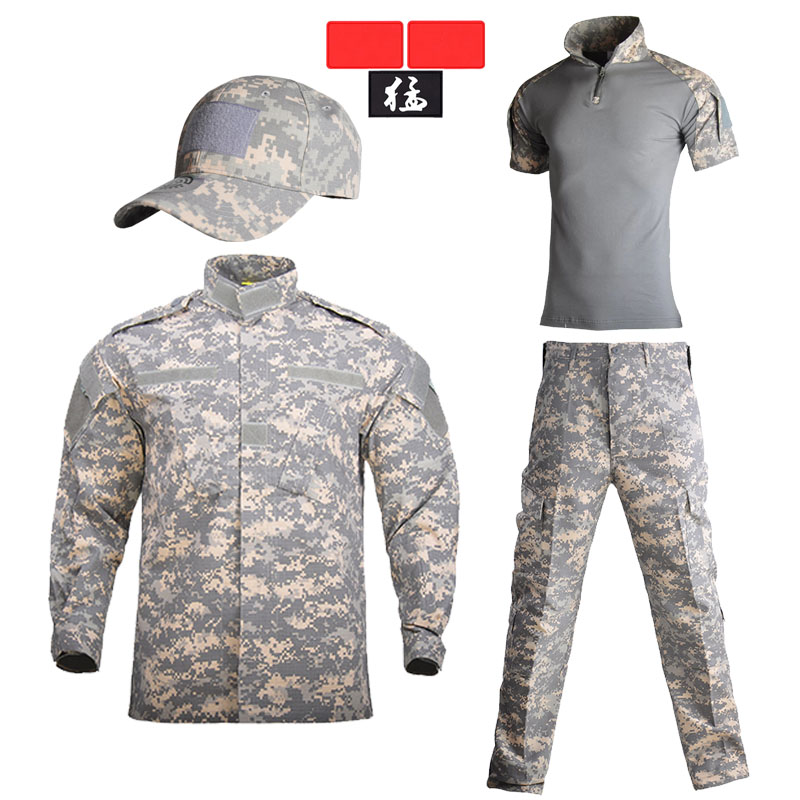 美军ACU迷彩服训作服工作服套装春秋外套耐磨蟒纹暗夜迷彩劳工装