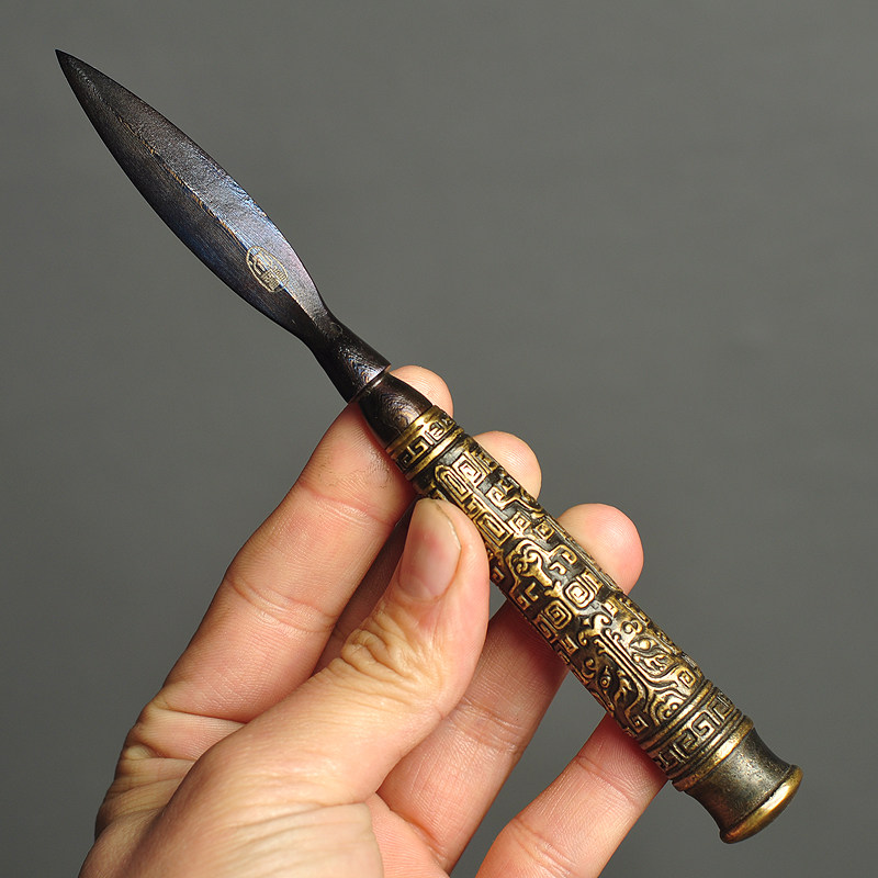 龙泉江茶刀茶道钢普大马士革百炼古马炼钢锻打手工茶道