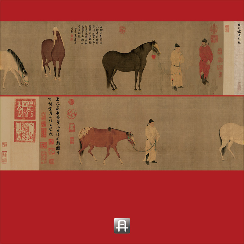 任仁发出圉图真正超清复制中国画古画临摹客厅diy