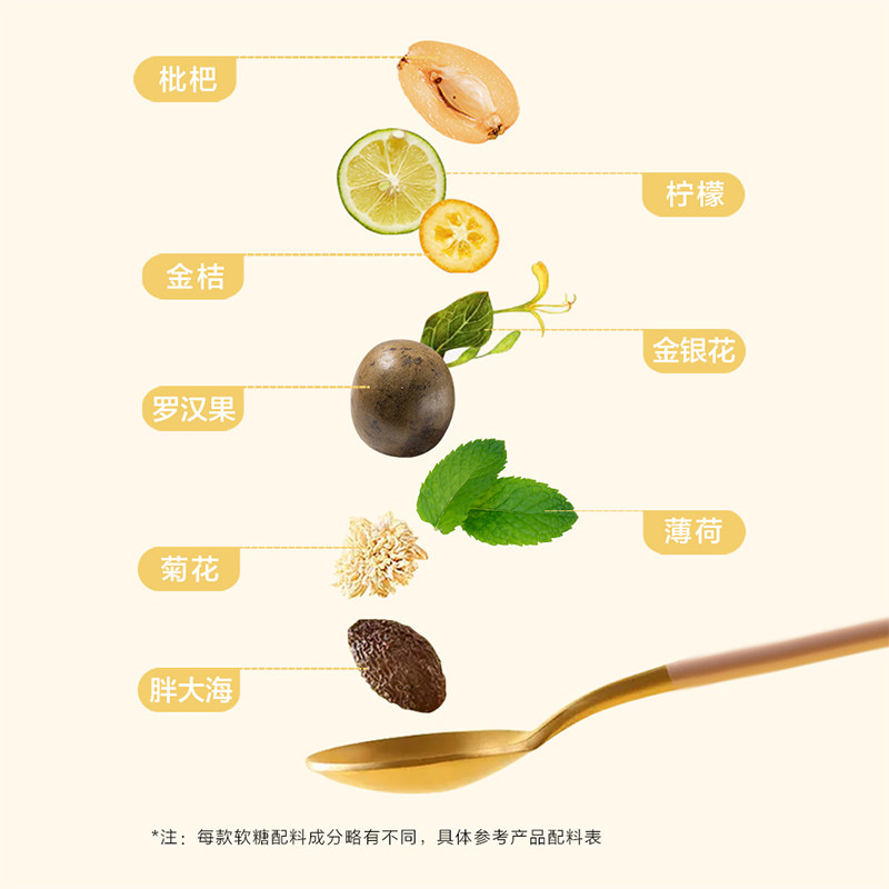 bearkoko枇杷软糖护嗓零食金桔柠檬润喉45g4盒糖果