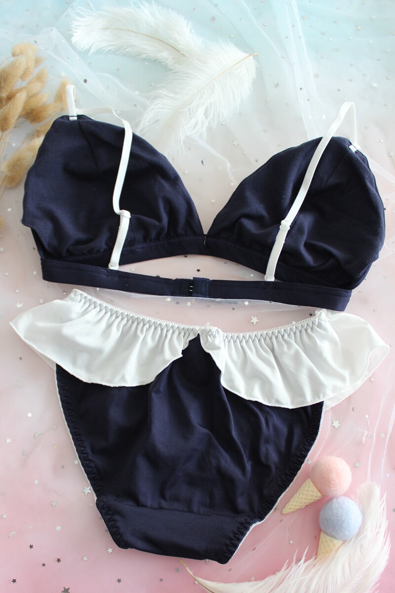 内衣1973可爱学院风无钢圈套装jk制服二本文胸套装