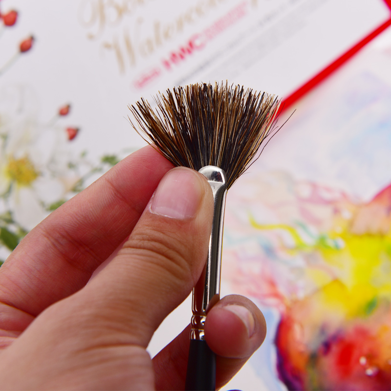 玛琅扇形笔野猪鬃毛油画排笔水彩水粉树叶笔丙烯画水彩笔大号小号