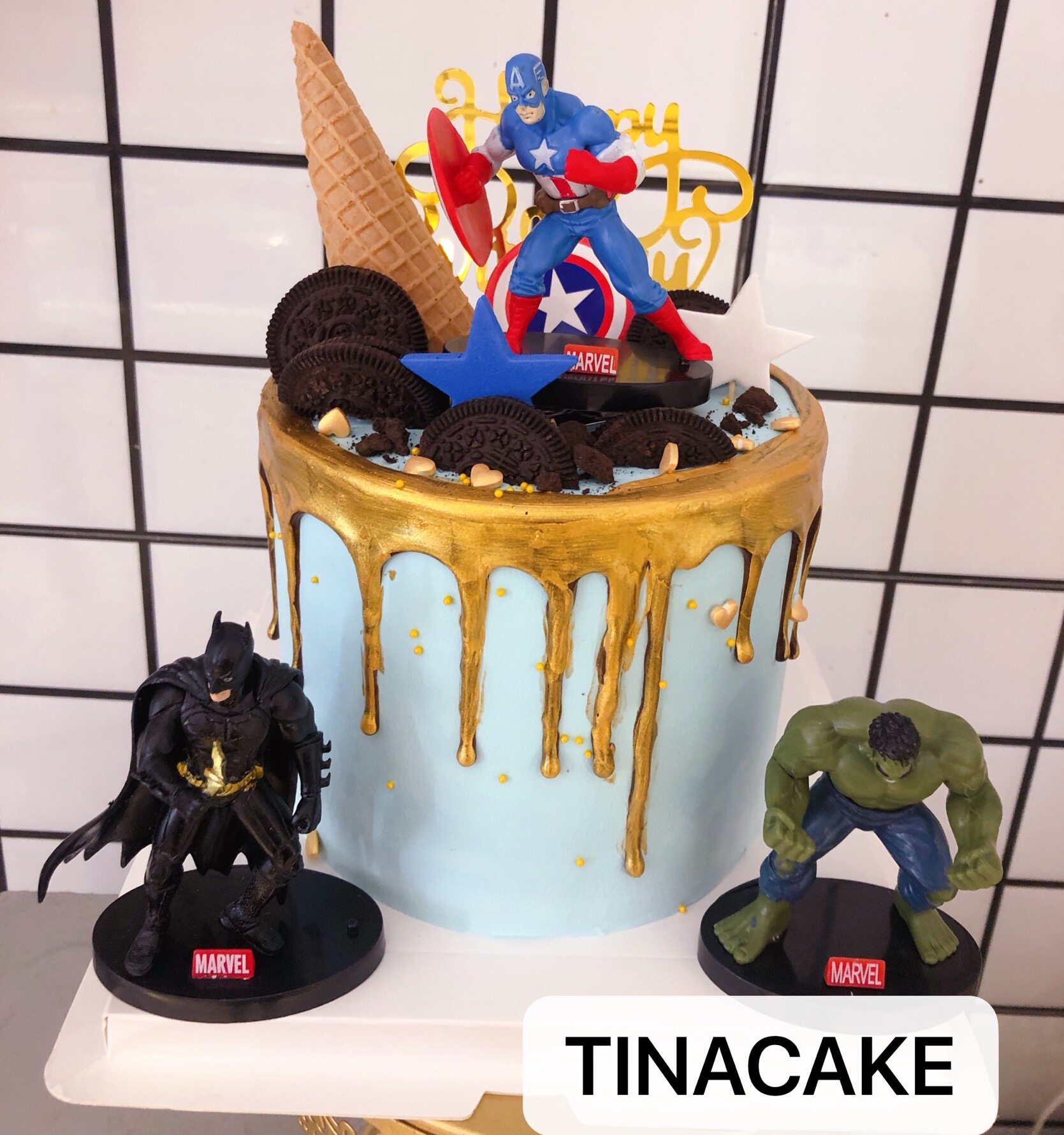 男孩卡通漫威系列美国队长绿巨人蝙蝠侠加高创意生日蛋糕新鲜生日蛋糕