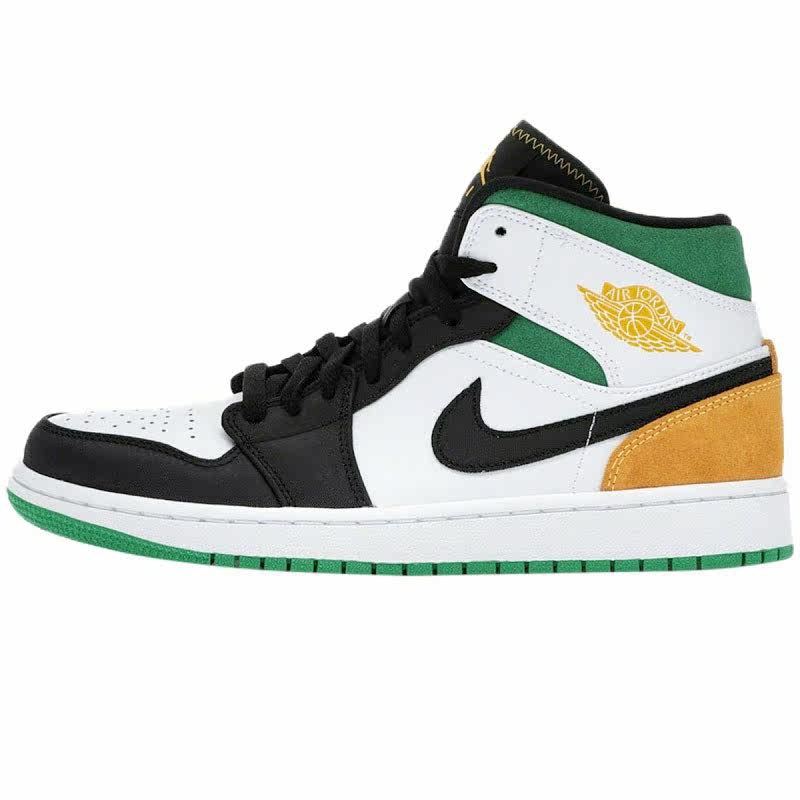 jordanmidse乔一aj1中帮篮球鞋奥克兰白绿橙绿橙篮球鞋