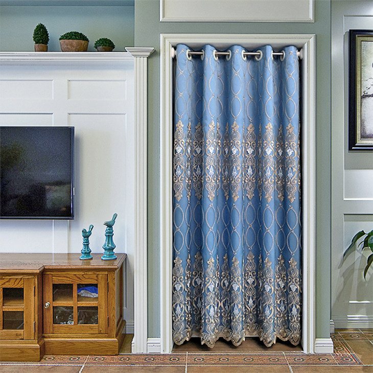 高档欧式双层油烟绣花布艺门帘隔断客厅卧室门帘