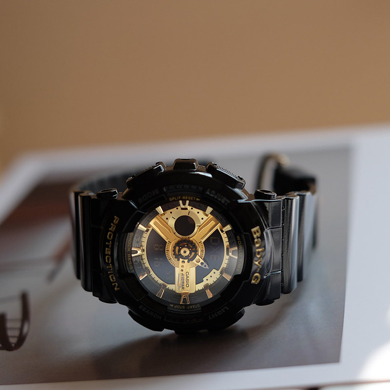 手表卡西欧gshock黑金ba1101a双显闹钟运动防水女士日韩腕表