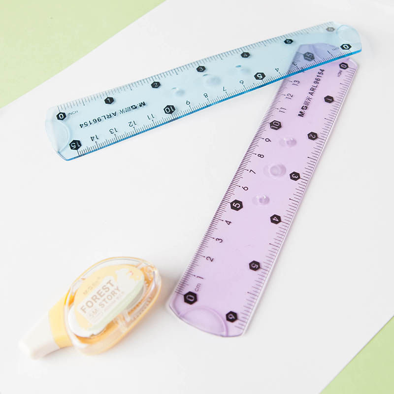 晨光15/20/30cm软尺子学生绘图半透明可折弯直尺软尺96154/96155