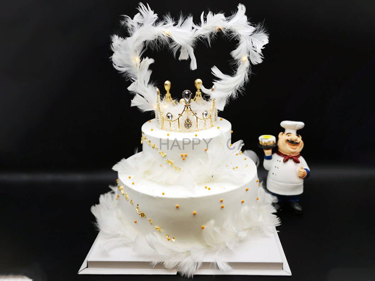 2021个性仙女公主羽毛创意意网红珍珠皇冠生日蛋糕新鲜生日蛋糕