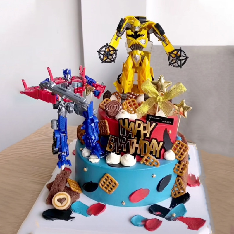 2021擎天柱大黄蜂机器人变形金钢儿童男孩生日蛋糕深圳新鲜生日蛋糕