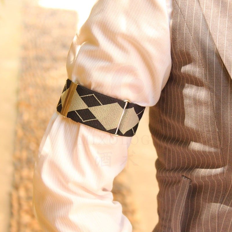 酒术法式衬衫可调节弹性袖箍布艺装饰臂环男女调酒师袖带衬衣袖环