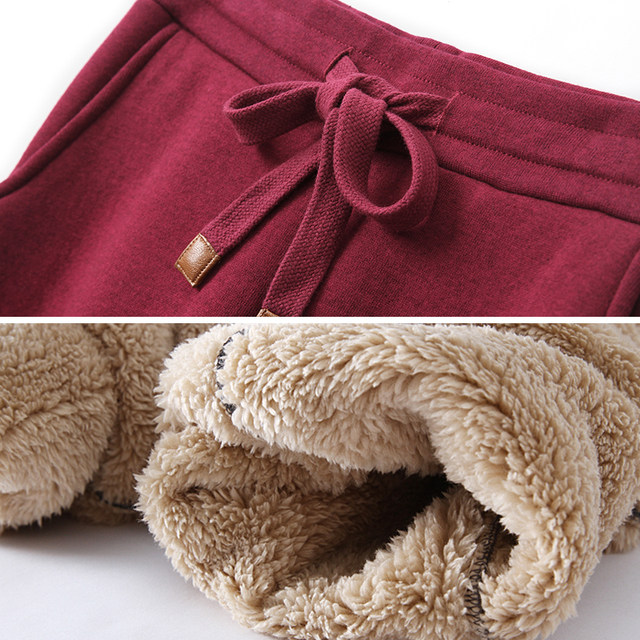 Plus velvet sports pants female thickened autumn and winter lamb velvet pants set large size loose buckle cotton pants wearing pants Plus velvet sports pants female thickened autumn and winter lamb velvet pants set large size loose buckle cotton pants wearing pants