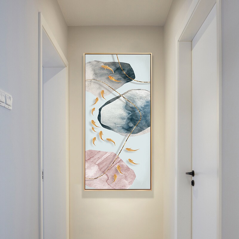 挂画抽象装饰画玄关竖版北欧欧风现代简约走廊过道现代装饰画